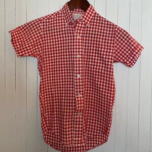 Vintage Gingham Red And White Button Down Shirt- Child Size 12 Women's Size XXS